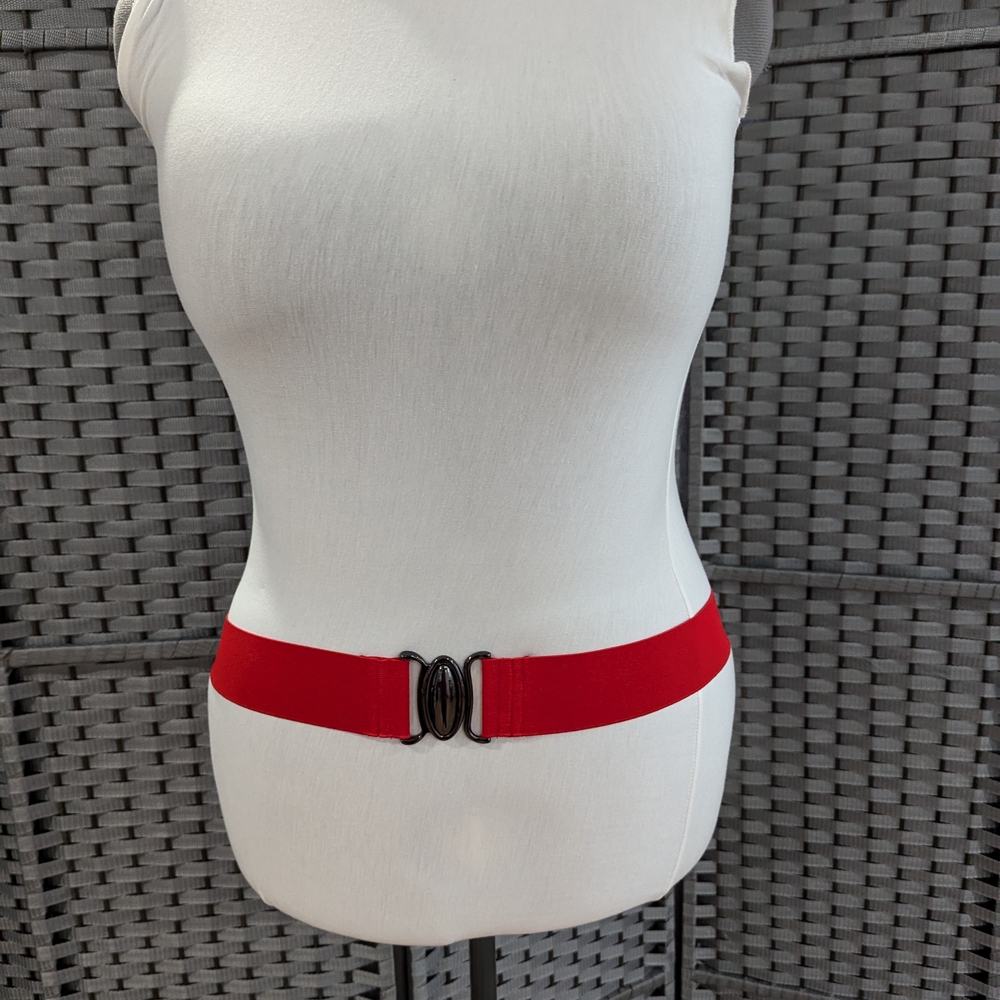 Elegant Red Belt with Black Buckle